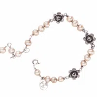 Yvone Christa Roses On Knotted Pearls Bracelet B4193 Bracciali