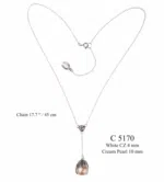 Yvone Christa Y Shaped Thin Necklace With Big Pearl C5170 Collane