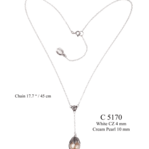 Yvone Christa Y Shaped Thin Necklace With Big Pearl C5170 Collane