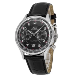 M0404271605200 MULTIFORT/GR/CHRA/ACIER/CUIR NOIR/NOIR - Gioielleria Nicolis