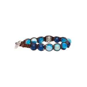 BHS1100-141 BRACCIALE RUOTA DELLA PREGHIERA AGATA BL - Gioielleria Nicolis