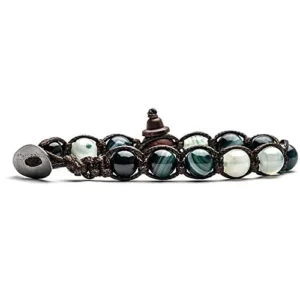 BHS900-161 BRACCIALE AGATA VERDE PERSIA STRIATA 8MM - Gioielleria Nicolis