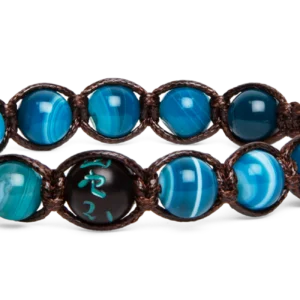 BHS906-141 BRACC. 5 ELEMENTI AGATA BLU STRIATA - Gioielleria Nicolis