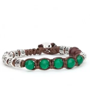 BHS924-S4-12 BRACCIALE PIETRE SFACCETTATE AGATA VERDE - Gioielleria Nicolis