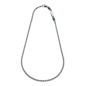 4320 COLLANA U. ACCIAIO CORDA E MALACHITE - Gioielleria Nicolis